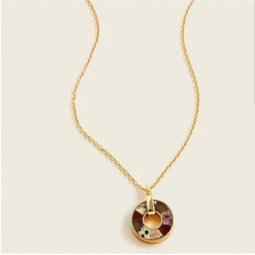 NWT J.Crew Semiprecious stone wheel pendant necklace